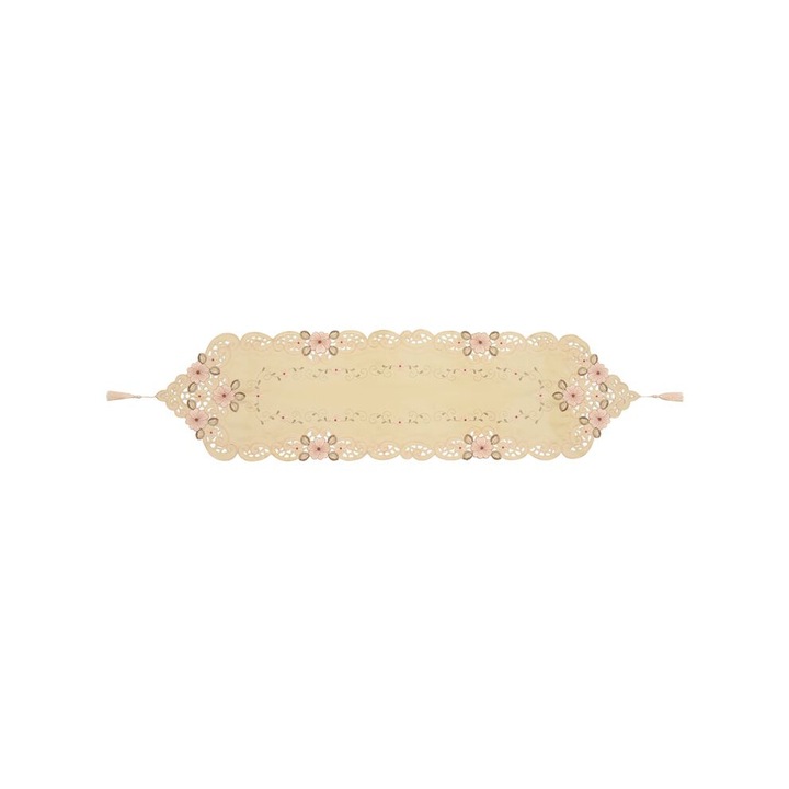 Klasszikus európai hímzett asztali futó, 40x150cm, szatén, többszínű, 1 db-os szett.