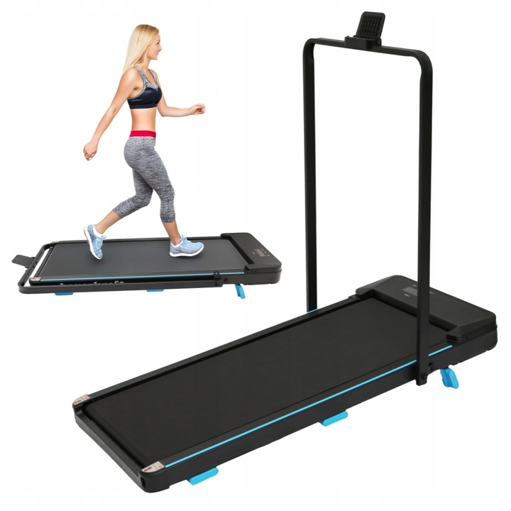 Összecsukható futópad otthonra, Zola, 10 km/h, távirányító, LED kijelző, séta/futás mód, kompakt, 90 kg, 53 x 110 x 92 cm, fekete