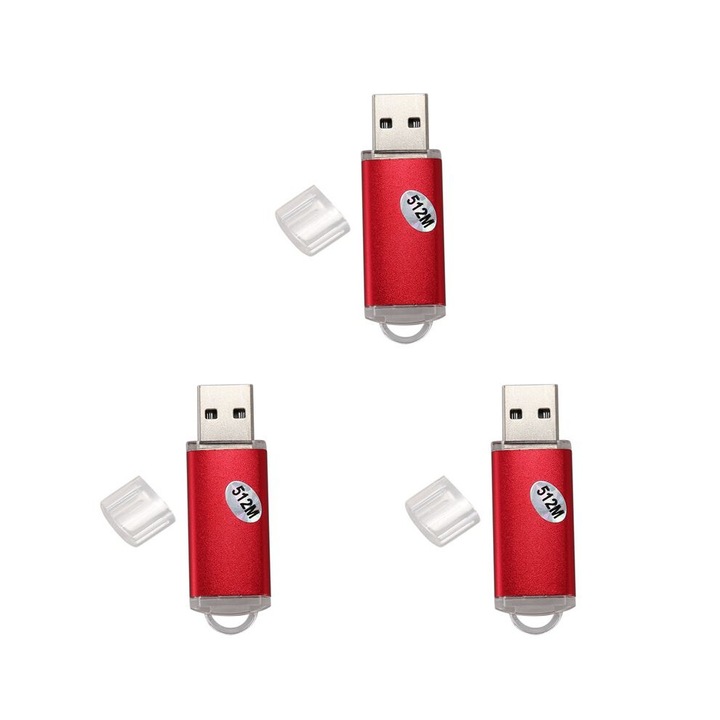 Комплект от 3 USB 2.0 памети, 512MB, червен, 53x17x7mm