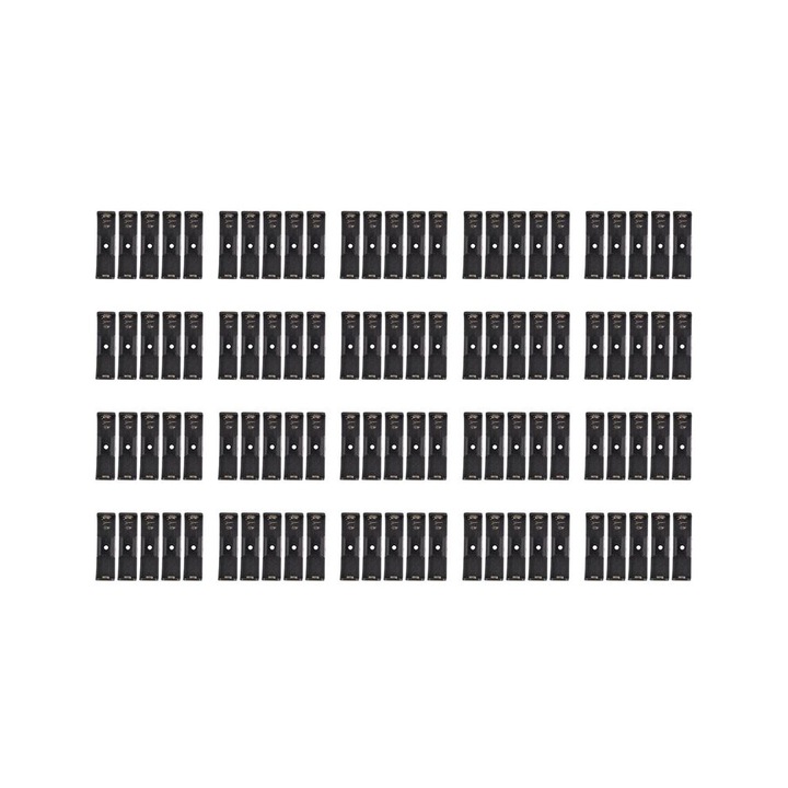 Set 100 suporturi baterii AA, 1.5V, negru, 58.7x16.2x14mm