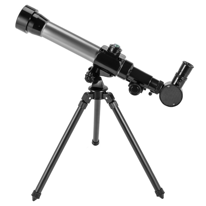 Telescop astronomic monocular exterior cu trepied, jucarie portabila pentru copii, negru, 40x50cm, set complet