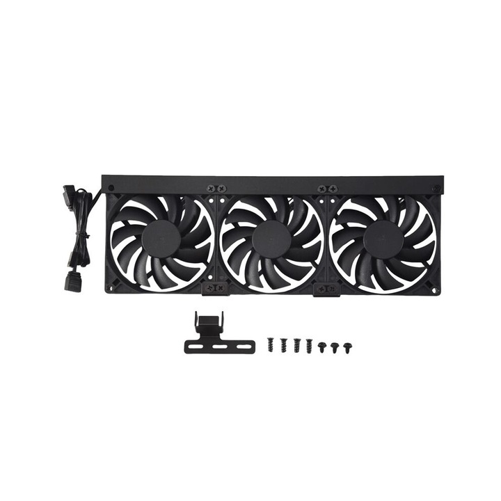 Univerzális GPU hűtőventilátor 3x90x15mm ARGB fekete csendes készlet