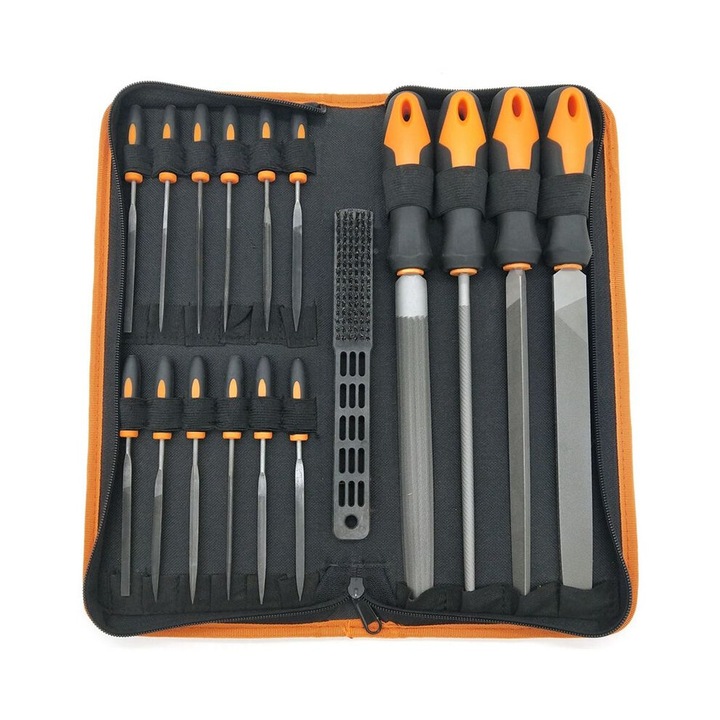 Set de 17 pile metalice pentru modelat metal, lemn si unelte, multicolor, dimensiuni variate