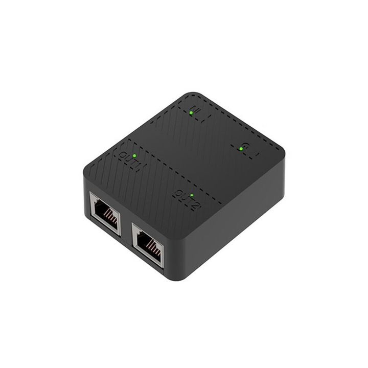 RJ45 суич с 2 порта Gigabit, 1000Mbps, черен, 1 към 2
