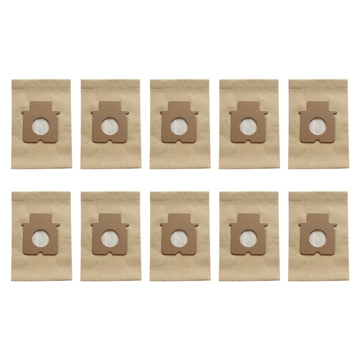 Set de 10 saci de schimb pentru aspirator Panasonic MC-E7101/MC-CG461, saci din hartie, culoare maro