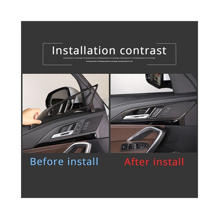 Set 4 Capace Maner Usa Interiora Auto, Carbon Fiber, ABS, pentru X1 U11 2023 2024