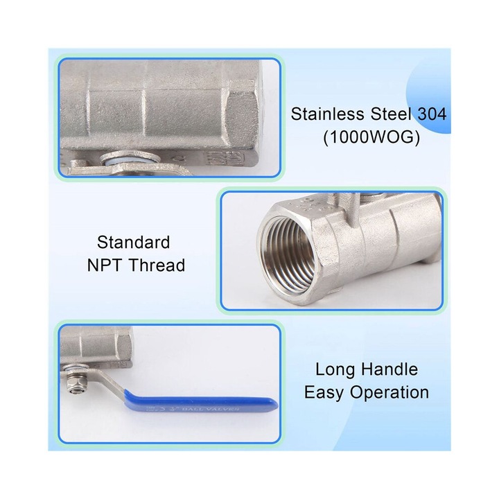 1/2" rozsdamentes acél csap karral, 316, korrózióálló, 52mm