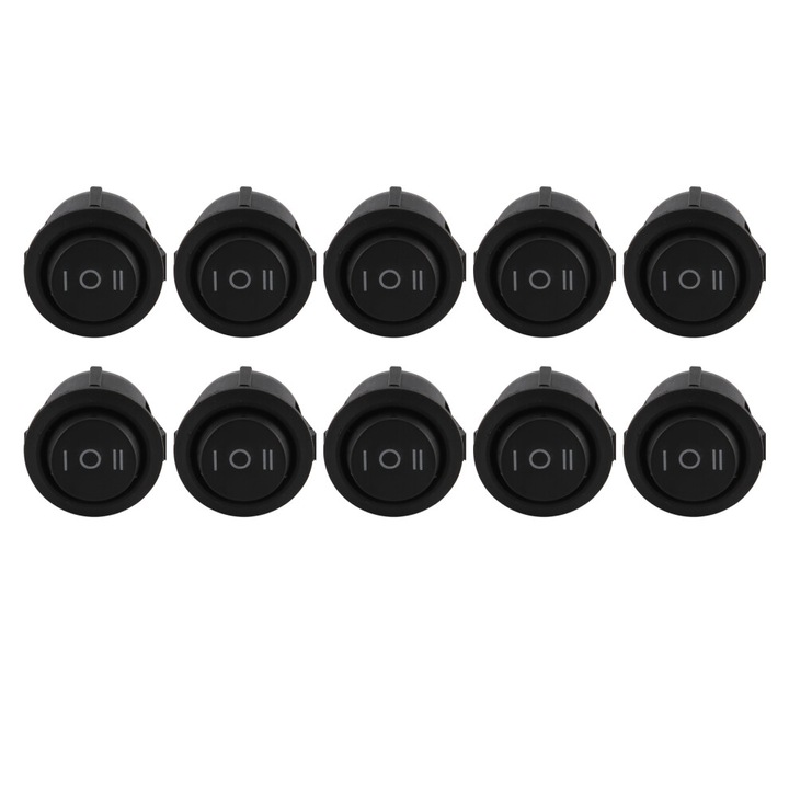 10 db billenőkapcsoló készlet SPDT, 3 állású, 6A/250V, 10A/125V, fekete, 23x29mm