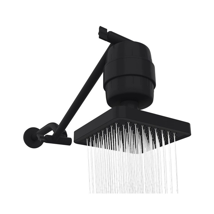 Coloana de dus cu efect de ploaie, filtranta, neagra, cu brat de dus reglabil, set complet