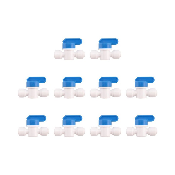 Fitinguri rapide pentru sistem de apa, 1/4 inch, set de 10, alb, 3.3x4.7x2.02cm