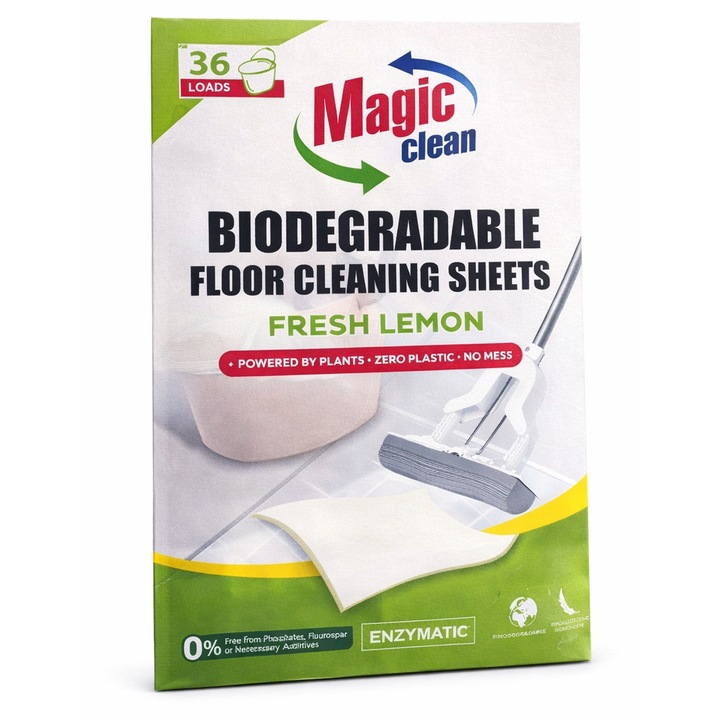 Препарат за под - листчета Magic Clean Fresh Lemon, биоразградим, до 36 почиствания