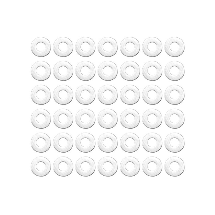 Spacere plate M2 din otel inoxidabil, set 200 buc, 5x2mm, ton argintiu