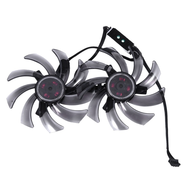 Videokártya hűtőventilátor 87mm FDC10H12S9-C, átlátszó fekete, mérete 87x87x10mm, 1 pár