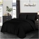 Lenjerie de pat Macvi®, 2 persoane, 3 piese, husa pilota + 2 fete perna, bumbac satinat 100%, 205TC, negru