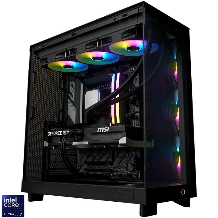 A+ Gaming asztali számítógép Intel® Core™ Ultra 7 270K Plus processzorral, akár 5,5 GHz-ig, 32 GB DDR5 memóriával, 1 TB SSD-vel, MSI GeForce RTX™ 5070 12 GB GDDR7 VENTUS 3X OC videokártya, No OS, Fekete