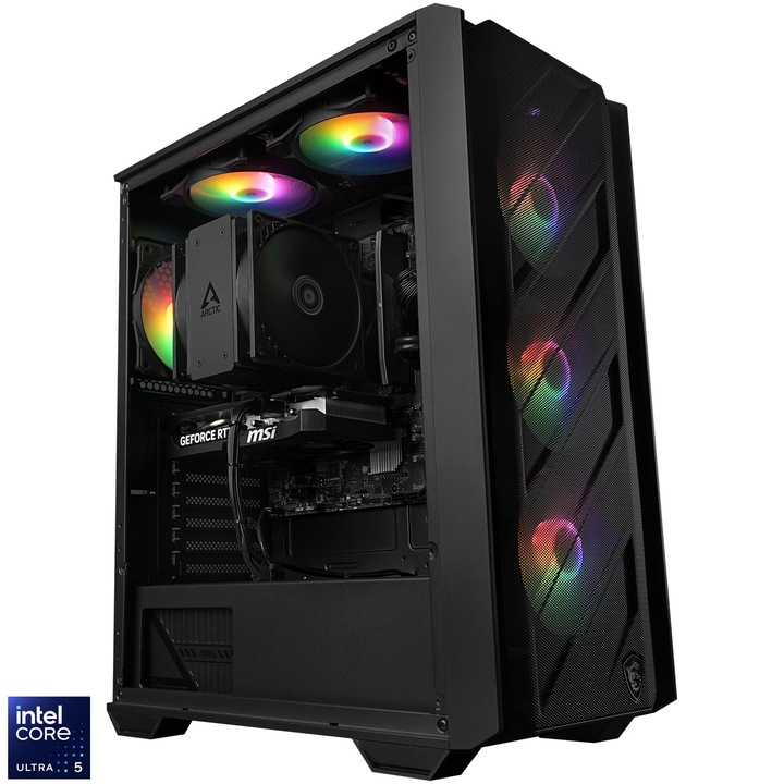 A+ rendszer Intel® Core™ Ultra 5 250KF Plus processzorral, akár 5,3 GHz-ig, 16 GB DDR5, 1 TB SSD, MSI GeForce RTX™ 5060 8 GB GDDR7 SHADOW 2X OC MAX, No OS, Fekete