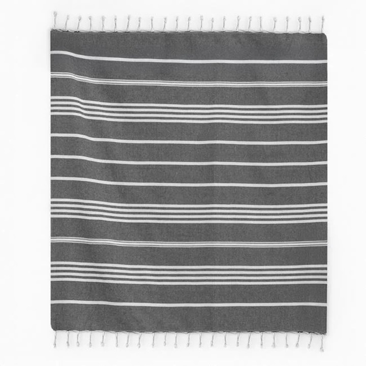 Prosop plaja hamam dungi gri alb 180x180cm vara