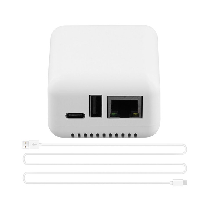 Server de imprimare P330, conexiune USB 2.0, design compact, alb, 5.5x5.5x3cm