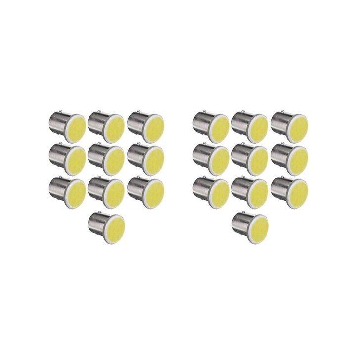 20 db LED izzó készlet 1156 BA15S P21W, 12 SMD, fehér, 12V