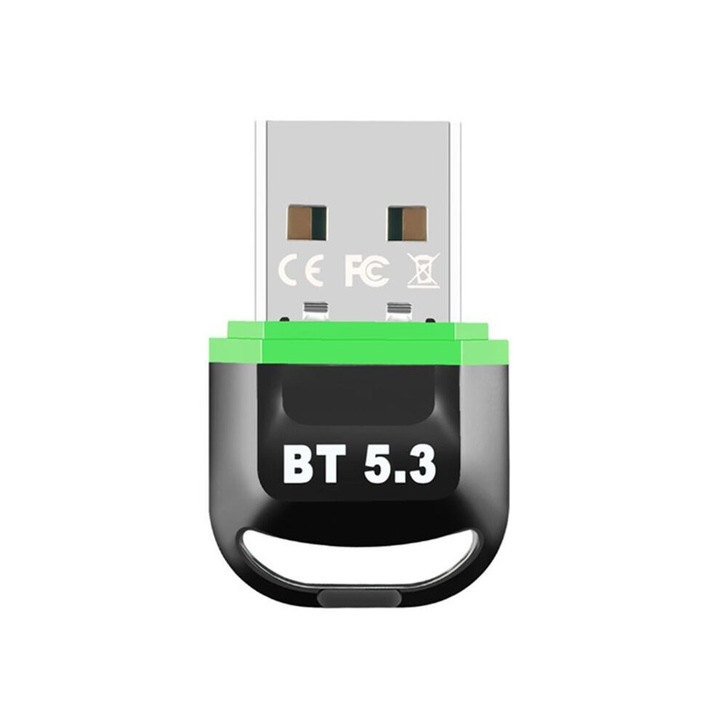 USB адаптер 5.3, безжичен аудио предавател и приемник, 20м, черен и зелен