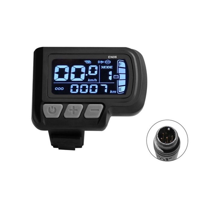 Kerékpár komputer, LCD kijelző, 24V/36V/48V, fekete, 22,2mm-es kormányhoz