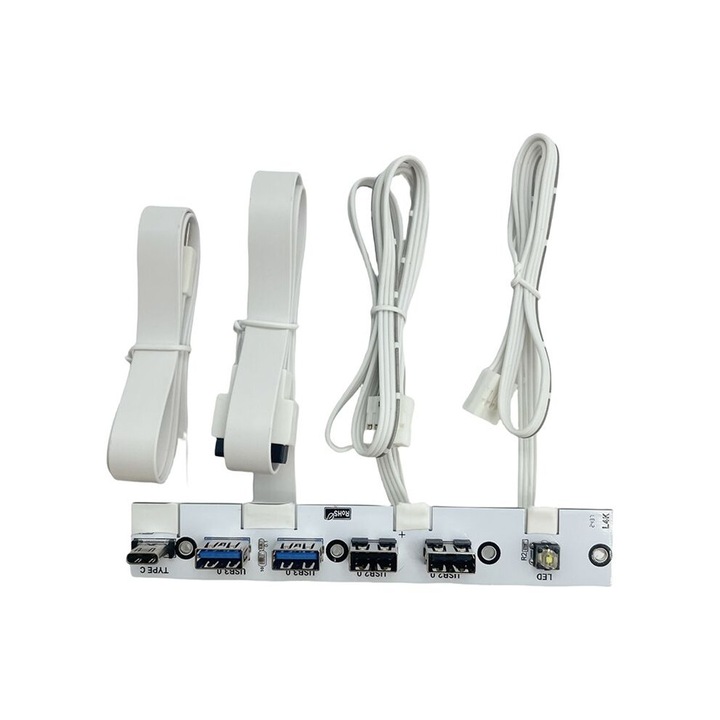 USB 3.0 előlapi hub 2 USB3.0 2 USB2.0 1 Type-C 20G fehér LED