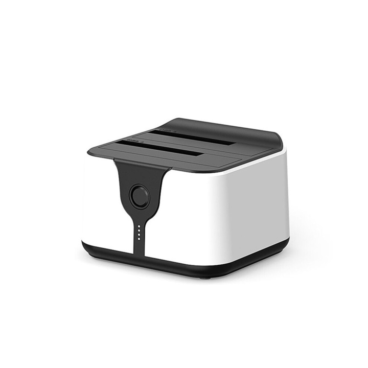 Külső ház 2.5/3.5 hüvelykes SSD-hez, 2 rekeszes dokkolóállomás, USB 3.0, 126x115x86mm, többszínű