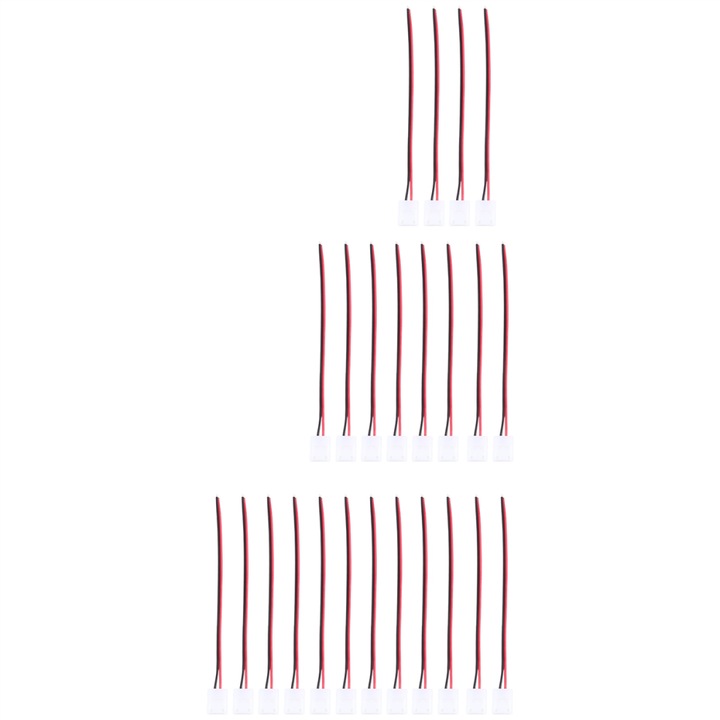 Set de 24 conectori 2-pin 8mm pentru benzi LED SMD flexibile, alb, rosu, negru