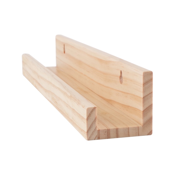 Fali tartó bakelitlemezekhez, tömörfa polc, elegáns design, fa szín, 1 db-os szett.