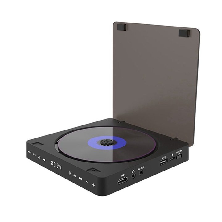 Преносим DVD плейър, AV, CD, черен, 15.1x15.1x2.85cm, пълен комплект
