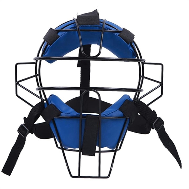 Masca de protectie baseball, albastra, ajustabila, din aliaj, pentru fata, unisex
