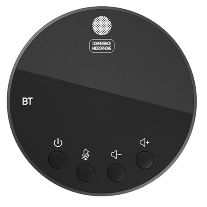 Asztali konferencia mikrofon beépített hangszóróval, 360°-os körsugárzó, Bluetooth, fekete, 2m USB kábel