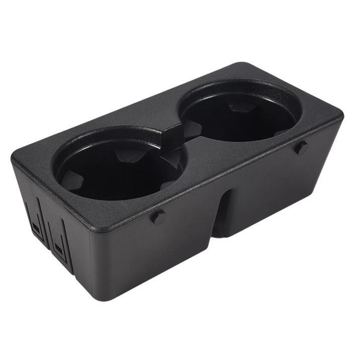 Autós tartó középkonzolhoz, 19154712, fekete, PVC, méretek 21.6x11.7x6.9cm, szett 2 italtartóval