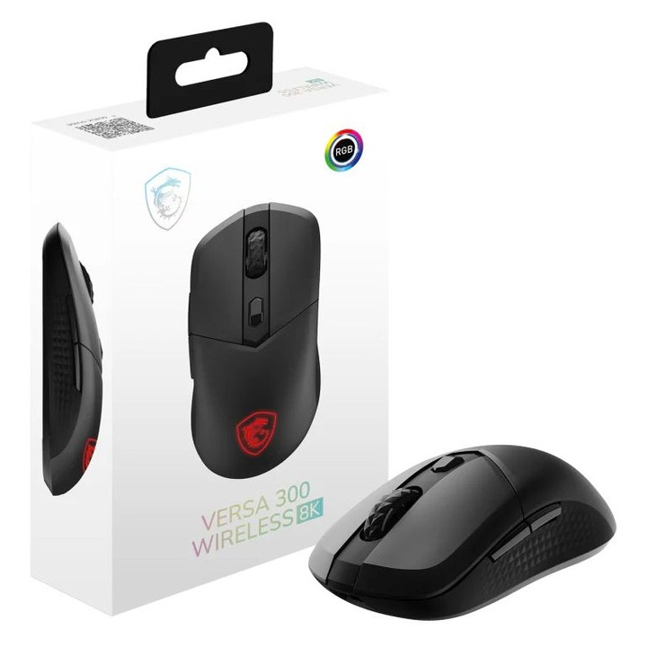 Msi Versa 300 gamer egér, vezeték nélküli, Bluetooth, 8000DPI, fekete