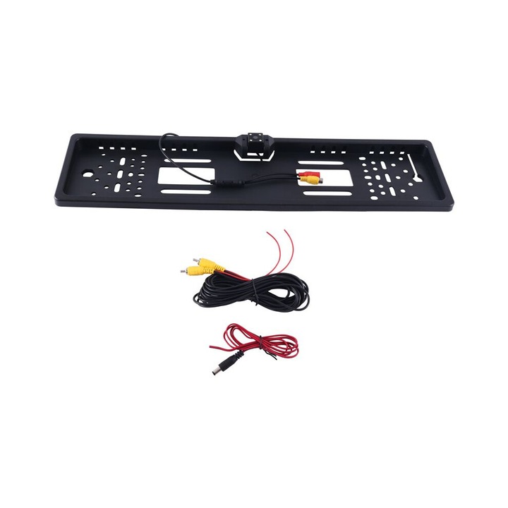 Autós tartó tolatókamerával, hátsó kép, műanyag, 140 fokos szög, fekete, komplett szett