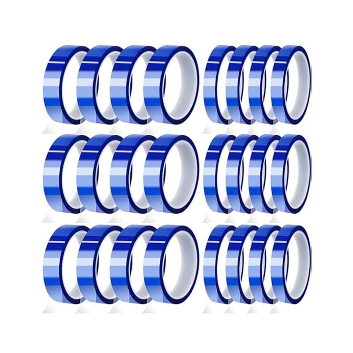 24 tekercses hőálló szalagkészlet, 10mm és 20mm x 33m, kék, szublimációhoz és hőátvitelhez