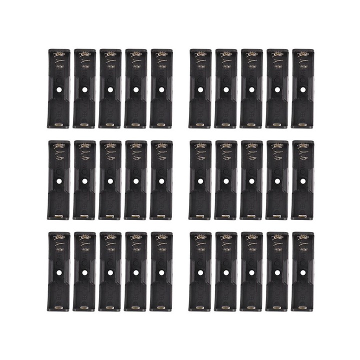 Suport baterii AA, 1.5V, 30 bucati, negru si argintiu, 58.7x16.2x14mm