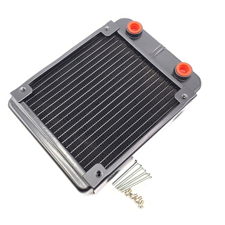 Radiator de racire cu apa 120mm, 18-tuburi, aluminiu, negru, pentru sistem de racire PC