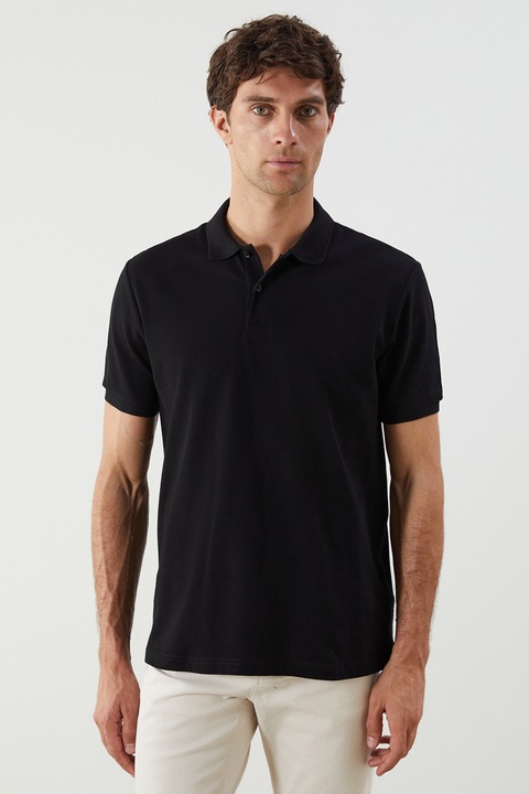 LC WAIKIKI, Tricou polo cu model uni, Negru