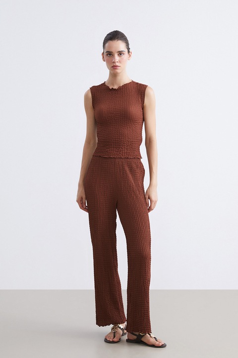 LC WAIKIKI, Bluza texturata fara maneci, Maro scortisoara