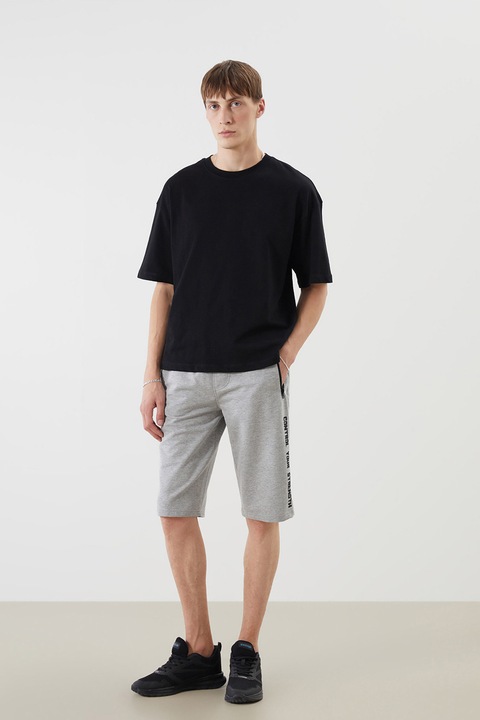 LC WAIKIKI, Pantaloni scurti de trening cu buzunare cu fermoar, Gri melange, L