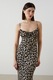 LC WAIKIKI, Rochie midi cu croiala cambrata si animal print, Maro inchis/Crem