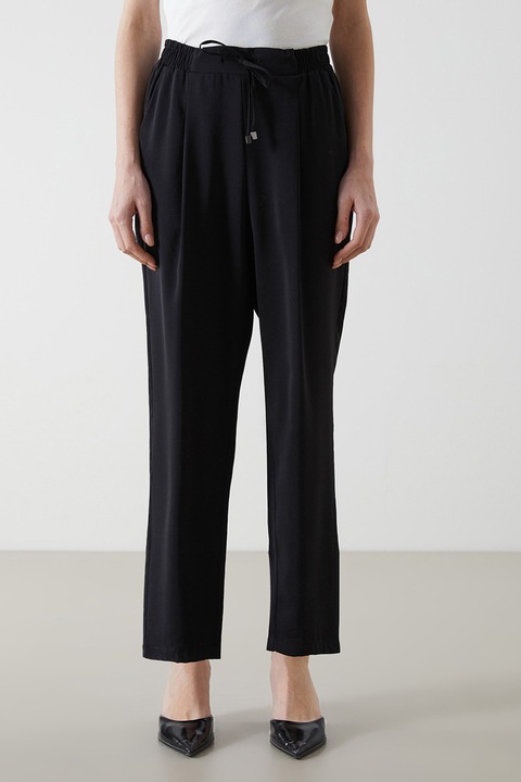 LC WAIKIKI, Pantaloni drepti cu snururi, Negru