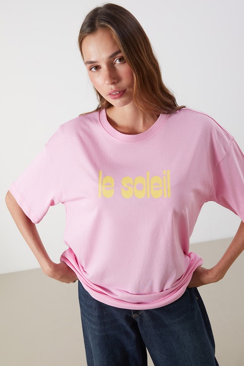 LC WAIKIKI, Tricou supradimensionat din bumbac, Roz deschis