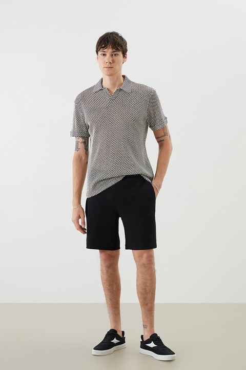 LC WAIKIKI, Pantaloni scurti cu snur de ajustare si model uni, Negru, S