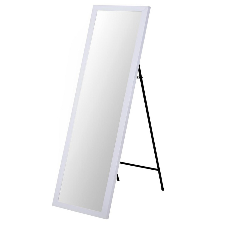 Macvi® álló tükör, fehér keret, 36 x 126 cm, összecsukható, fém lábbal, öltöző, hálószoba, nappali tükör