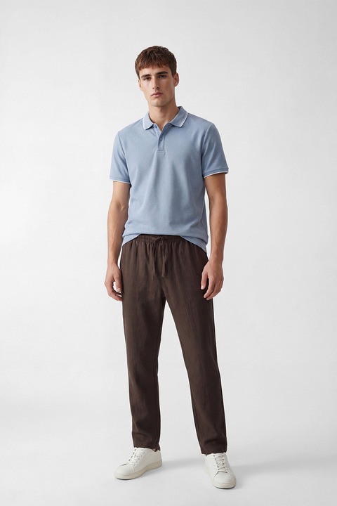 LC WAIKIKI, Pantaloni din bumbac cu talie ajustabila, Maro