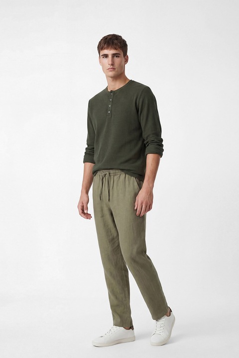 LC WAIKIKI, Pantaloni din bumbac cu talie ajustabila, Kaki