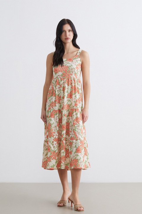 LC WAIKIKI, Rochie stratificata cu model floral, pentru gravide, Multicolor