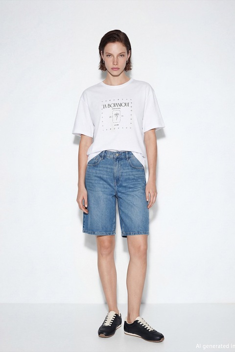 LC WAIKIKI, Pantaloni scurti din denim cu croiala dreapta, Albastru prafuit